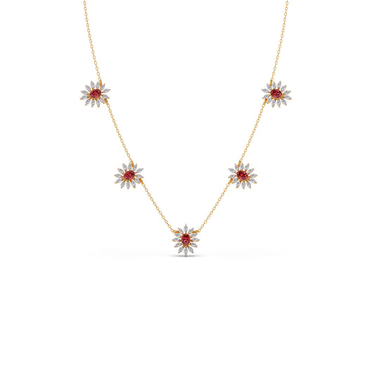 Pink-Tourmaline colourstone diamond Necklace Pink-Tourmaline colourstone diamond Necklace - Yellow