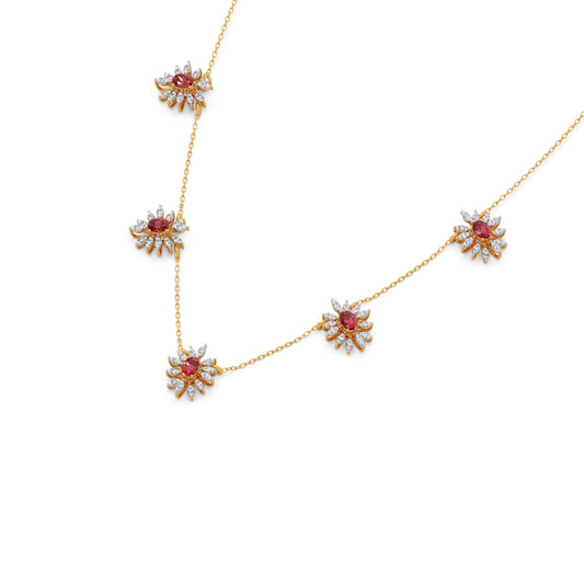 Pink-Tourmaline colourstone diamond Necklace Pink-Tourmaline colourstone diamond Necklace - Yellow