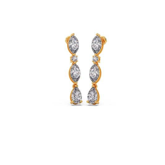 Marquise, Pear & Round Diamond Drop Earrings Marquise, Pear & Round Diamond Drop Earrings - Yellow
