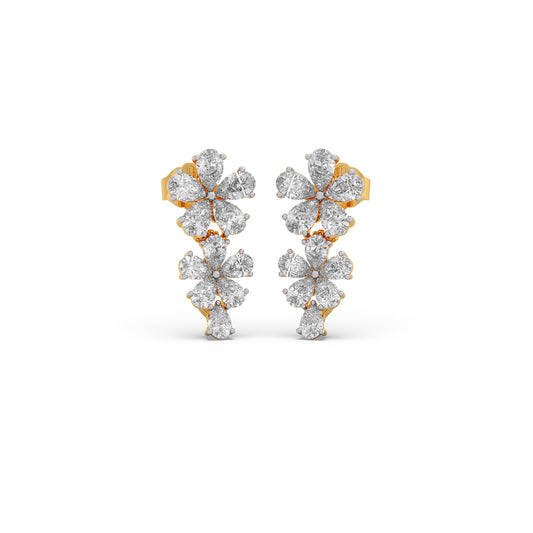 Floret Sparkling Diamond Drop Earrings Floret Sparkling Diamond Drop Earrings - Yellow