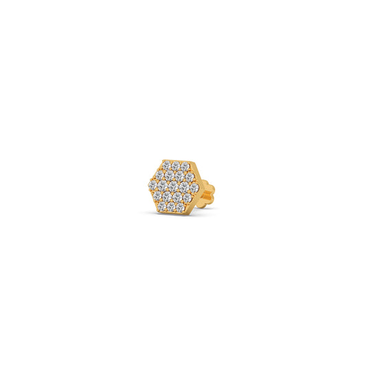 Honeycomb Round Diamond Nose Pin Honeycomb Round Diamond Nose Pin - Yellow
