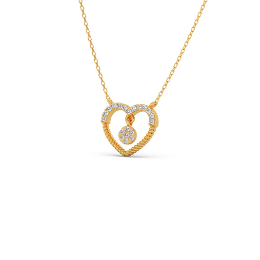 Twisted Heart Drop Diamond Pendant Necklace Twisted Heart Drop Diamond Pendant Necklace - Yellow