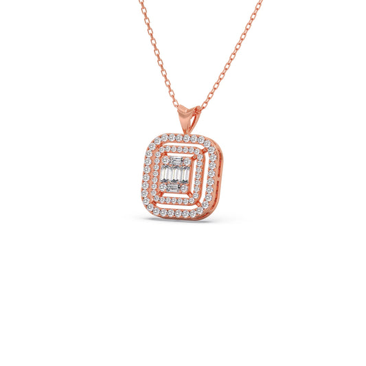 Baguette & Round Halo Pendant Baguette & Round Halo Pendant