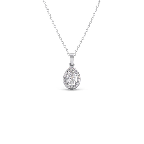 Gold Pear Halo Diamond Pendant