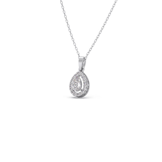 Gold Pear Halo Diamond Pendant Gold Pear Halo Diamond Pendant
