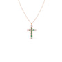 Round Diamond With Green Gemstone Cross Pendant Round Diamond With Green Gemstone Cross Pendant