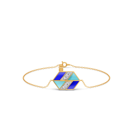 Hexora-Enamel Cobalt Diamond Chain Bracelet Hexora-Enamel Cobalt Diamond Chain Bracelet - Yellow