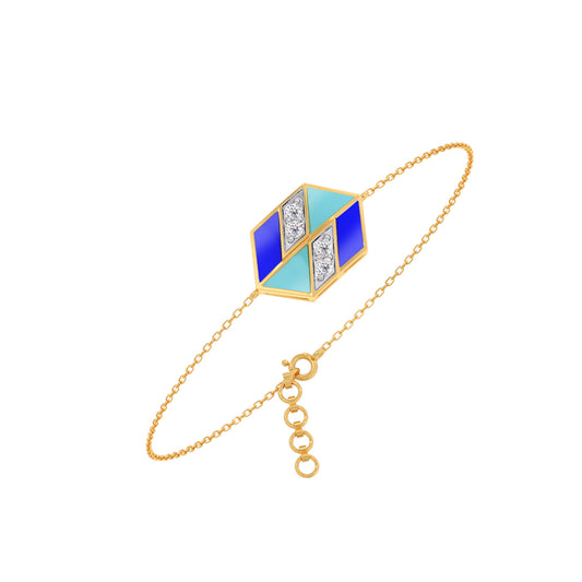 Hexora-Enamel Cobalt Diamond Chain Bracelet Hexora-Enamel Cobalt Diamond Chain Bracelet - Yellow