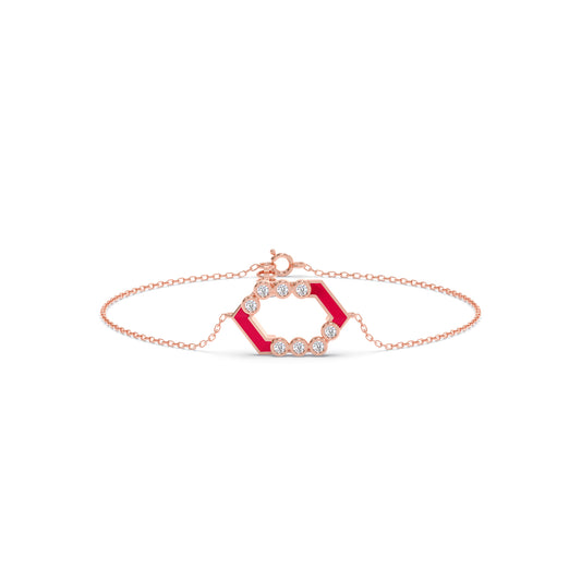 Hexora-Enamel Scarlet Diamond Chain Bracelet Hexora-Enamel Scarlet Diamond Chain Bracelet - Rose