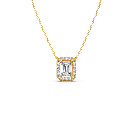card-product Emerald-Cut Diamond Halo Pendant