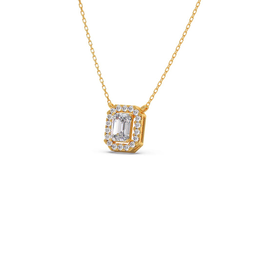 account-offers Emerald-Cut Diamond Halo Pendant