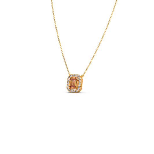 Diamond and Emerald-Cut Gemstone Duo Pendant Diamond and Emerald-Cut Gemstone Duo Pendant