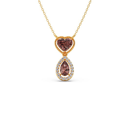 Round Diamond With Heart & Pear-Shaped Brown Gemstone Infinity Pendant Round Diamond With Heart & Pear-Shaped Brown Gemstone Infinity Pendant - Yellow
