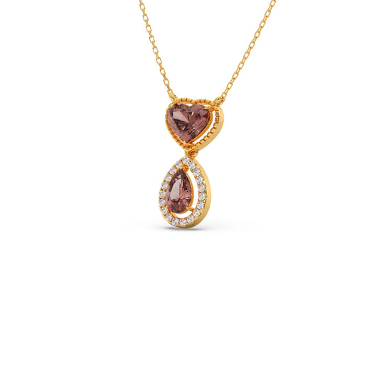 Round Diamond With Heart & Pear-Shaped Brown Gemstone Infinity Pendant Round Diamond With Heart & Pear-Shaped Brown Gemstone Infinity Pendant
