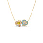 Twin Hearts Round Diamond with Gemstone Pendant Necklace Twin Hearts Round Diamond with Gemstone Pendant Necklace