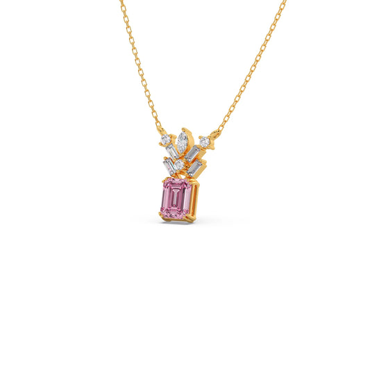 Mixed-Cut Diamond with Pink Gemstone Pendant Necklace Mixed-Cut Diamond with Pink Gemstone Pendant Necklace