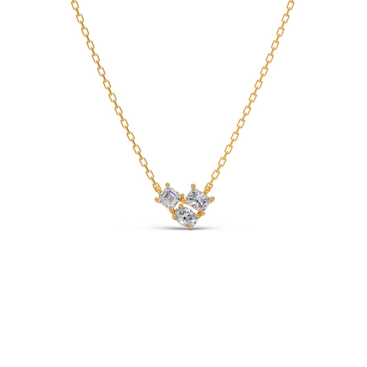 Emerald, Asscher & Oval Diamond Trio Pendant Emerald, Asscher & Oval Diamond Trio Pendant - Yellow