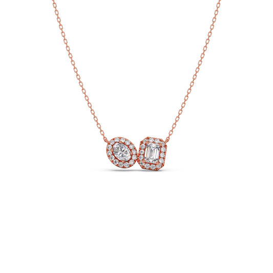 Interlocking Halo Diamond Necklace Interlocking Halo Diamond Necklace - Rose