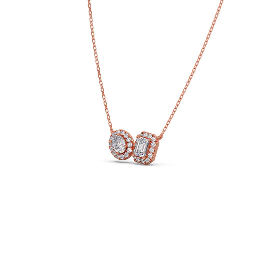Interlocking Halo Diamond Necklace Interlocking Halo Diamond Necklace - Rose