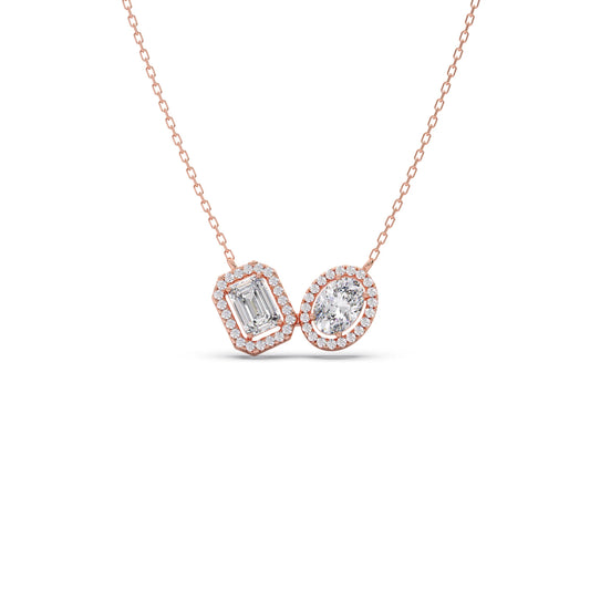 card-product Emerald-Cut & Oval Double Halo Necklace