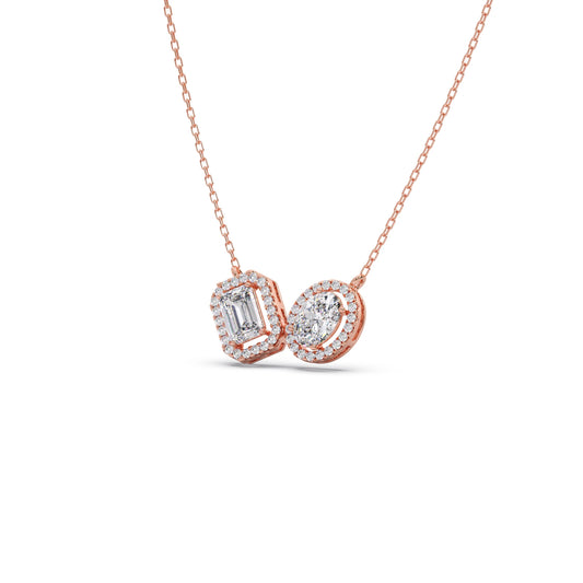 account-offers Emerald-Cut & Oval Double Halo Necklace