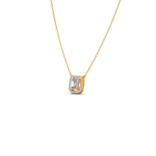 account-offers 0.81Ct Emerald-Cut Diamond Halo Pendant Necklace