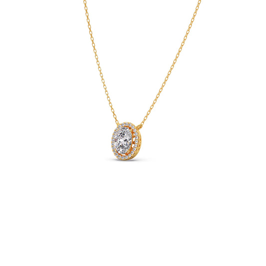 account-offers Oval Halo Round Diamond Pendant Necklace