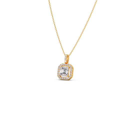 account-offers Emerald Halo Round Diamond Pendant Necklace