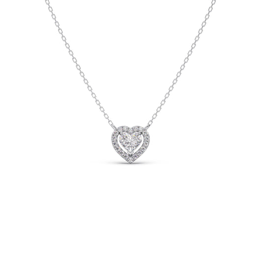 card-product Heart-Shaped Halo Diamond Pendant Necklace