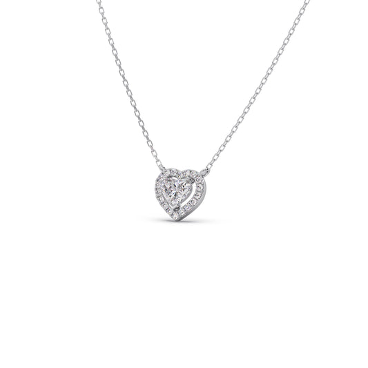account-offers Heart-Shaped Halo Diamond Pendant Necklace