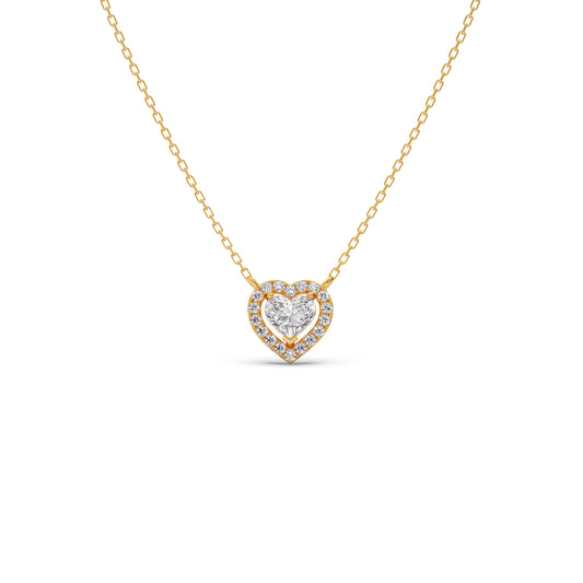 Heart-Shaped Halo Diamond Pendant Necklace Heart-Shaped Halo Diamond Pendant Necklace - Yellow