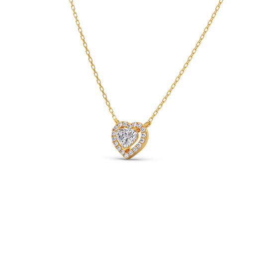 Heart-Shaped Halo Diamond Pendant Necklace Heart-Shaped Halo Diamond Pendant Necklace - Yellow