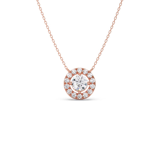 card-product Round Halo Diamond Pendant Necklace