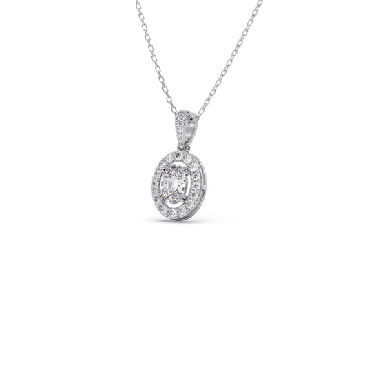 account-offers Oval-Cut Halo Diamond Pendant Necklace