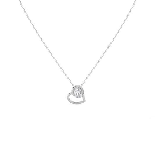 Oval Diamond Heart Pendant Necklace Oval Diamond Heart Pendant Necklace - White