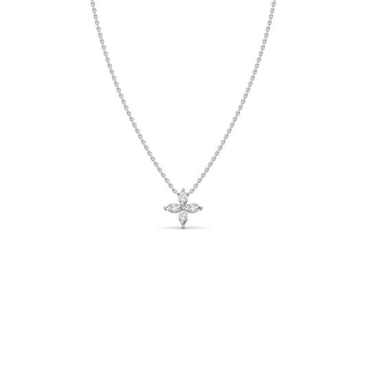 Marquise Diamond Floral Pendant Necklace Marquise Diamond Floral Pendant Necklace - White