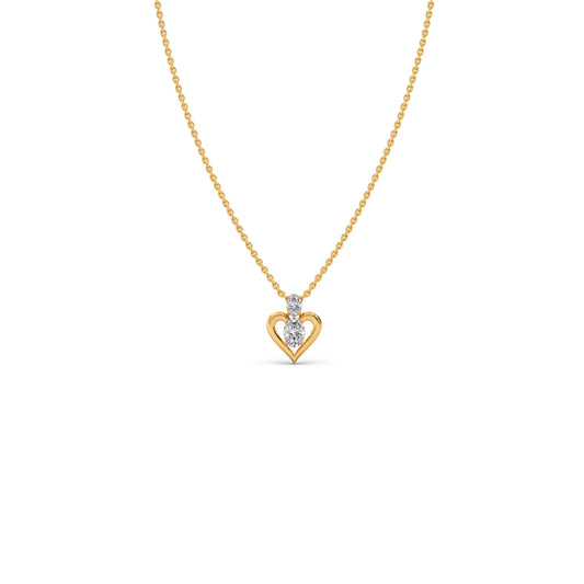 Double Oval Solitaire Heart Pendant Double Oval Solitaire Heart Pendant - Yellow