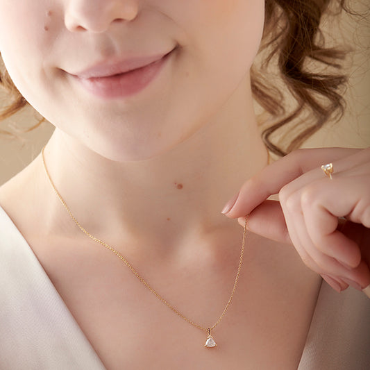 Half Bezel & Claw Prong Set Trillion Shape Solitaire Pendant Necklace Half Bezel & Claw Prong Set Trillion Shape Solitaire Pendant Necklace