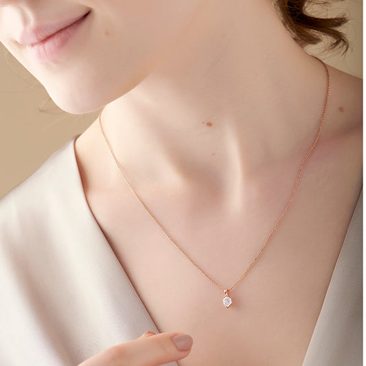 Hexa Solitaire Half Bezel Pendant Necklace Hexa Solitaire Half Bezel Pendant Necklace