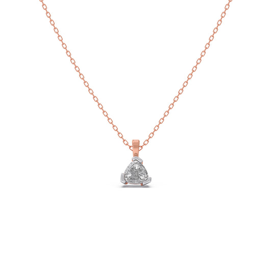 Half Bezel Set Trillion Cut Solitaire Pendant Necklace Half Bezel Set Trillion Cut Solitaire Pendant Necklace - Rose