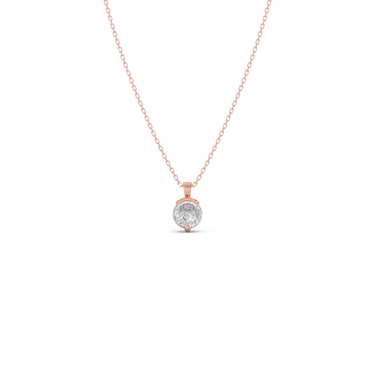 Portuguese Solitaire Half Bezel Pendant Necklace Portuguese Solitaire Half Bezel Pendant Necklace - Rose