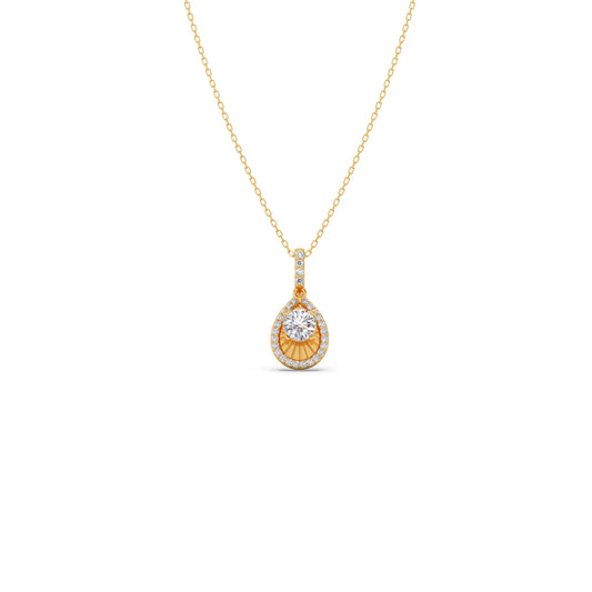 card-product Round Solitaire with Diamond Halo Pendant