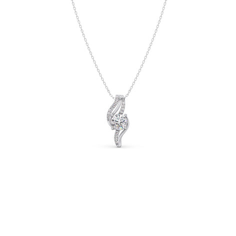 Swirling Round Solitaire Pendant with Diamond Accents Swirling Round Solitaire Pendant with Diamond Accents