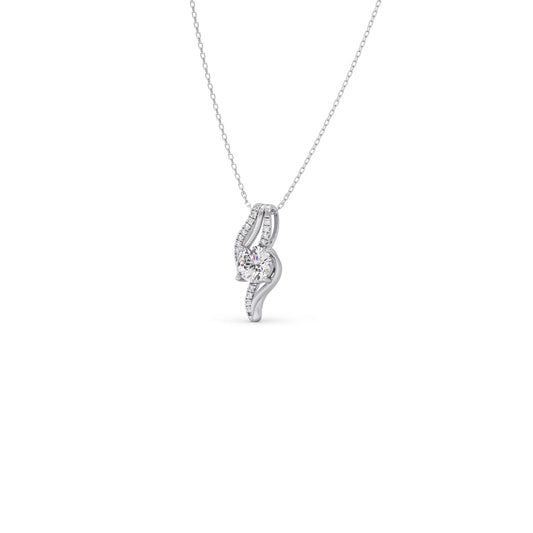 Swirling Round Solitaire Pendant with Diamond Accents Swirling Round Solitaire Pendant with Diamond Accents