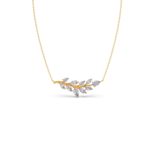 Cluster Leaf Diamond Pendant Necklace Cluster Leaf Diamond Pendant Necklace - Yellow
