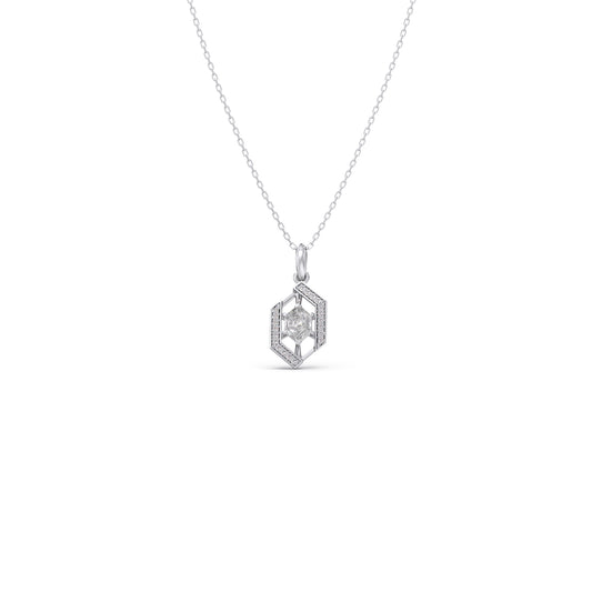 Hexa Round Diamond Pendant Necklace Hexa Round Diamond Pendant Necklace - White