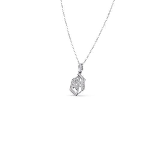 Hexa Round Diamond Pendant Necklace Hexa Round Diamond Pendant Necklace - White