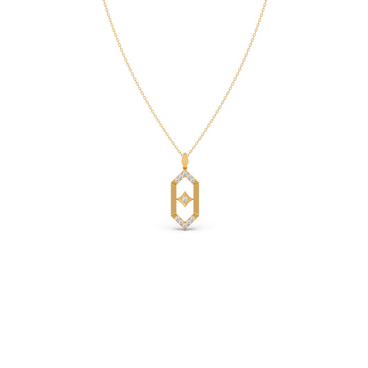 Flutter Diamond Hex Link Pendant With Chain Flutter Diamond Hex Link Pendant With Chain - Yellow
