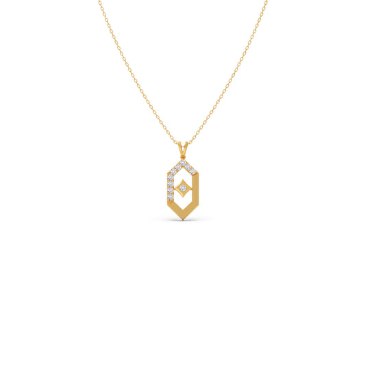 Six-Sided Glamour Diamond Kids Pendant With Chain Six-Sided Glamour Diamond Kids Pendant With Chain - Yellow