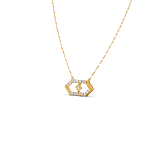 Hexa-Core Diamond Pendant With Chain Hexa-Core Diamond Pendant With Chain - Yellow
